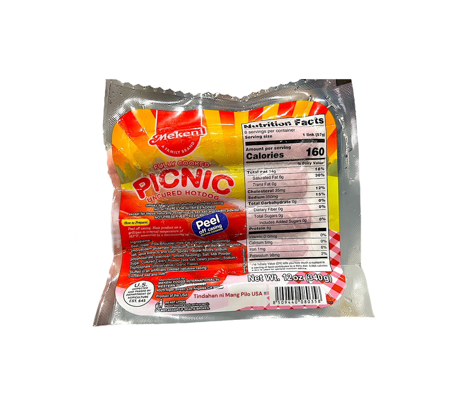 MEKENI Fully Cooked Picnic Uncured Hotdogs (12oz | 340g)