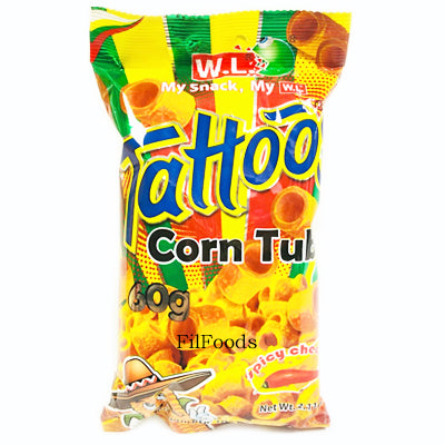 TATTOOS Corn Tubes Spicy Cheese (12 pieces x 10 gr)