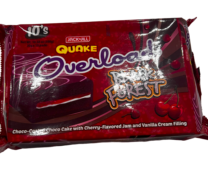 JACK N JILL Quake Overload Black Forest: Chocolate Cake with Cherry Flavored Jam and Vanilla Cream Filling (300 gr)