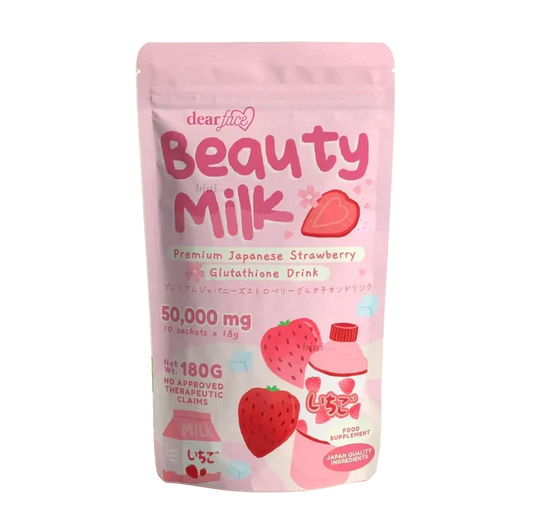 DEAR FACE Beauty Milk Premium Japanese Strawberry Glutathione Drink (180 gr)