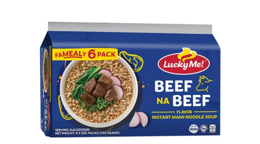 LUCKY ME Beef na Beef Instant Mami Noodles (Pack of 6 x 55g)