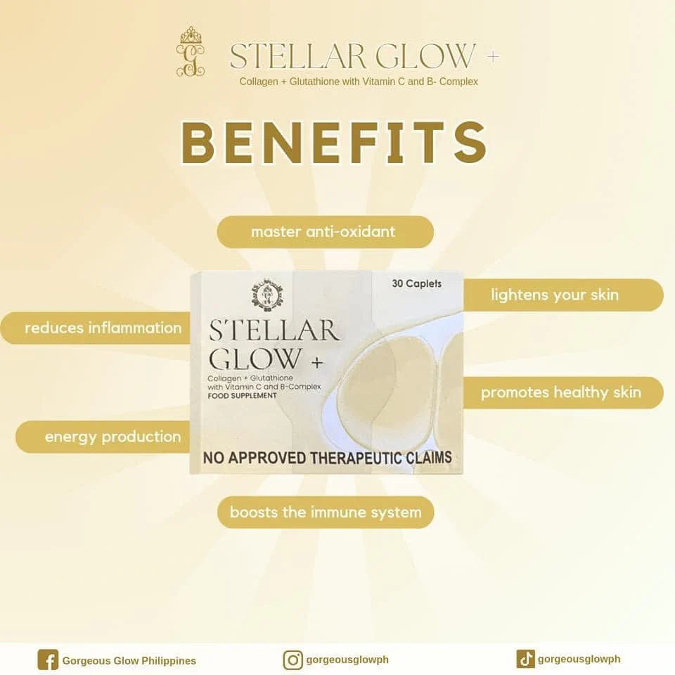 STELLAR GLOW Collagen + Glutathione w/ Vitamin C and B-Complex 30 Caplets