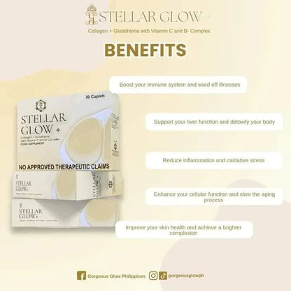 STELLAR GLOW Collagen + Glutathione w/ Vitamin C and B-Complex 30 Caplets