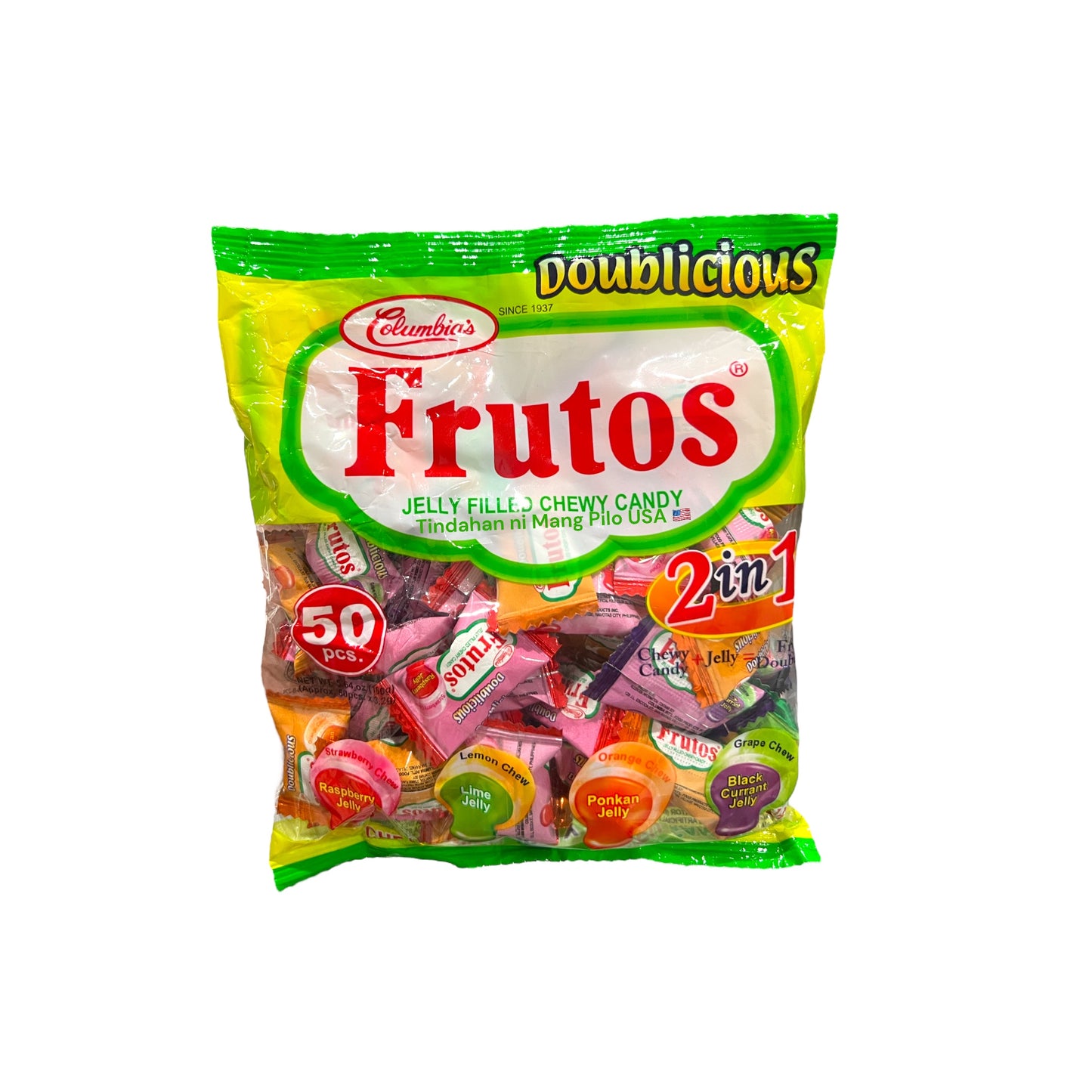 COLUMBIA’S Frutos Doublicious 2in1 Jelly Filled Chewy Candy 50pcs (160g)