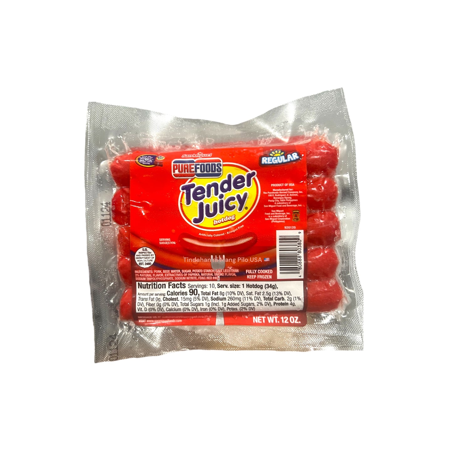 PUREFOODS Tender Juicy Hotdogs Regular (1lb/12oz)